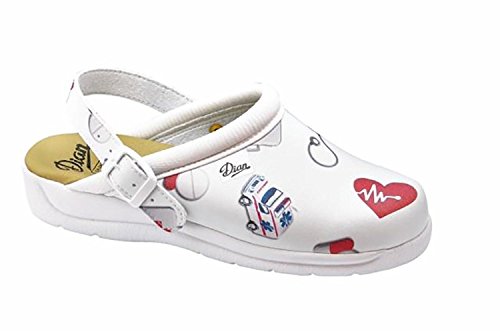Dian Pisa estampado - zapatos hospitalarios - talla 40 - blanco