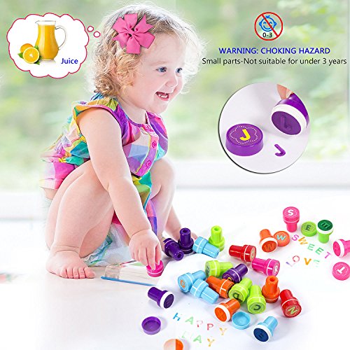 Diealles 26pcs Sellos de Entintado del Alfabeto para Favor de Fiesta Infantil, Premios Escolares, Regalo de Cumpleaños, Aprendizaje de Aprendizaje