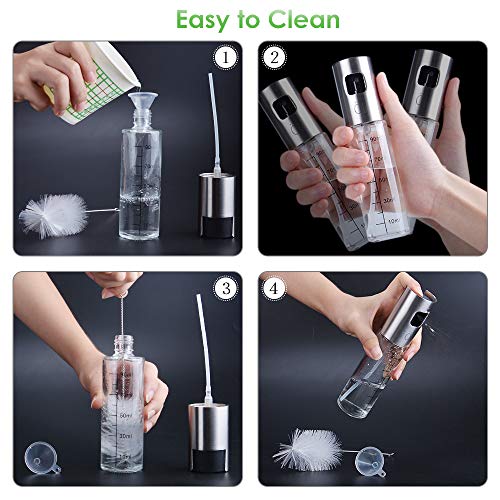 Dispensador de Pulverizador de Aceite Ninonly Acero Inoxidable Dispensador de Aceite Oliva Botella Vidrio de Spray y Vinagre Herramienta de Cocina para usar en Pasta,Sartenes Parrillas y Barbacoas