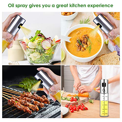 Dispensador de Pulverizador de Aceite Ninonly Acero Inoxidable Dispensador de Aceite Oliva Botella Vidrio de Spray y Vinagre Herramienta de Cocina para usar en Pasta,Sartenes Parrillas y Barbacoas