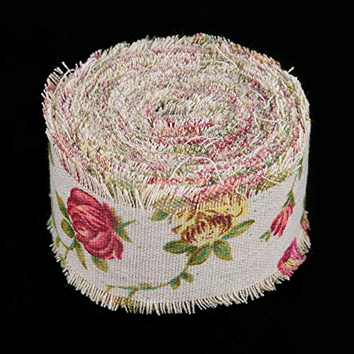 DIY Vintage Arpillera Cinta Rollo Rosa Flor Impreso Cinta de Yute Correa de Hesse correa de Tela de La Boda Decoración 10 m
