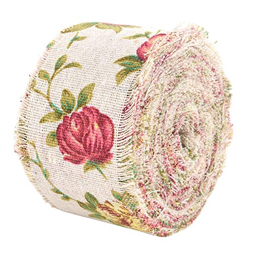 DIY Vintage Arpillera Cinta Rollo Rosa Flor Impreso Cinta de Yute Correa de Hesse correa de Tela de La Boda Decoración 10 m