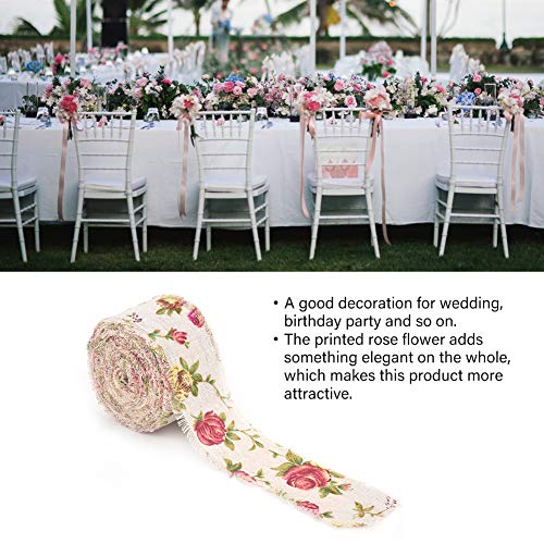 DIY Vintage Arpillera Cinta Rollo Rosa Flor Impreso Cinta de Yute Correa de Hesse correa de Tela de La Boda Decoración 10 m