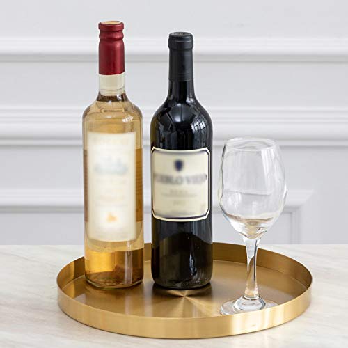 DOKOT Bandejas Metal Doradas Decorativa para Platos Organizador Redondo de Acero Inoxidable para Joyas y Maquillaje Cosméticos 32 cm