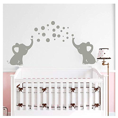 Dos elefantes soplar burbujas pegatinas de pared wall art decor de la pared del cuarto de niños del bebe (gris)