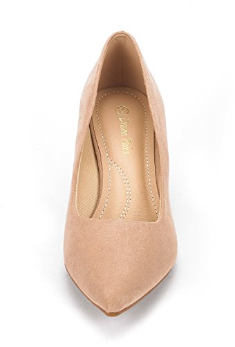 DREAM PAIRS Moda Zapatos de Tacón Bajo Pump para Mujer Desnudo Ante 41 EU/10 US
