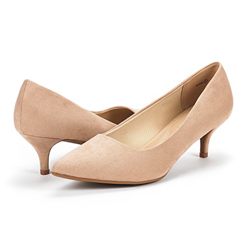 DREAM PAIRS Moda Zapatos de Tacón Bajo Pump para Mujer Desnudo Ante 41 EU/10 US