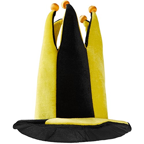 dressforfun 302060 Sombrero de bufón de Dos Colores, Sombrero Alto de Bufón en Tonos Amarillos y Negros, Disfraz de Bufón o de Aficionado al Fútbol