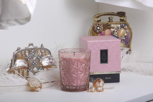 Driada -VIDRO Lounge Rosa con acrilico Paris,Vela Perfumada/Aromática, Vaso de Vidrio, para Regalo, Decoración y Hogar