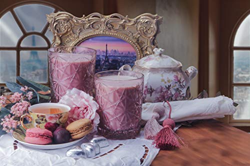 Driada -VIDRO Lounge Rosa con acrilico Paris,Vela Perfumada/Aromática, Vaso de Vidrio, para Regalo, Decoración y Hogar