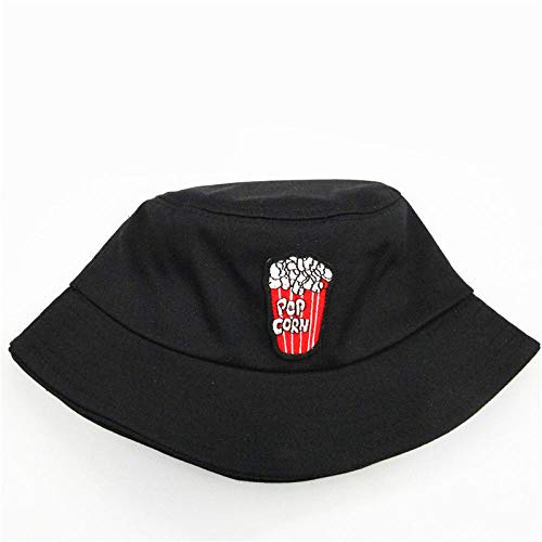 Dthlay Sombreros letra palomitas bordado cubo sombrero pescador sombrero de viaje al aire libre sombrero sombrero sombrero sombrero sombrero sombrero para hombres y mujeres-negro_7_years_old_-adulto