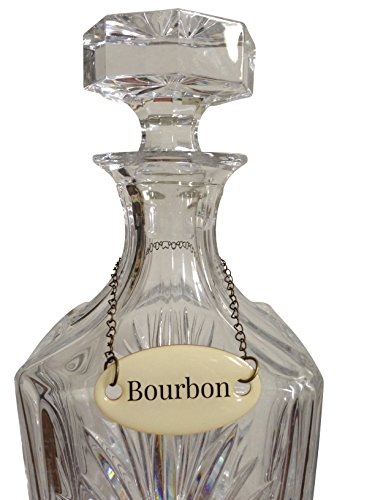 Duke Baron - Etiquetas de Licor Bourbon, Marca, Cognac, Gin, Puerto, Rum, Scotch, Tequila, Vodka y Whisky en Caja de Regalo de Madera, Color Blanco Envejecido/latón