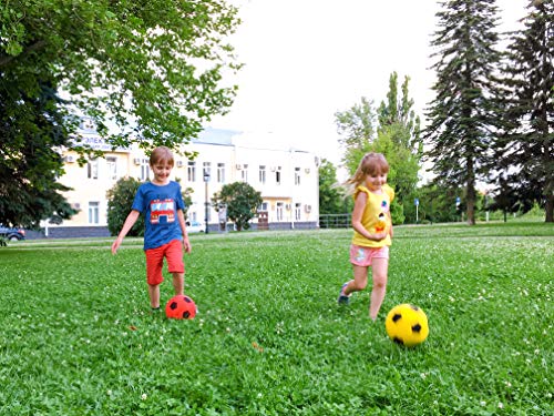 E-Deals - Pack de 3 pelotas de esponja para deportes de interior y exterior, color azul, rojo y amarillo, 20 cm