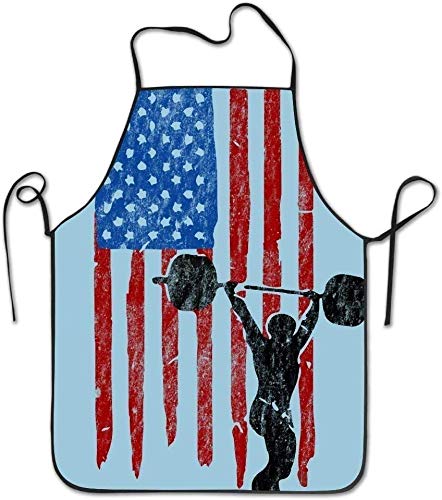 Eastlif Bandera americana Orgullo americano Levantamiento de pesas Levantamiento de pesas Camarera Delantal de cocina sexy para hombres Regalos para damas Parrilla Restaurante Poliéster Madre Padre Re
