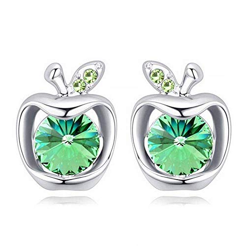 EH Pendientes de Cristal Pendientes de Dibujos Animados Pendientes de Manzana Pendientes Pendientes de Oreja de Acero Inoxidable, Oliva, Aceituna