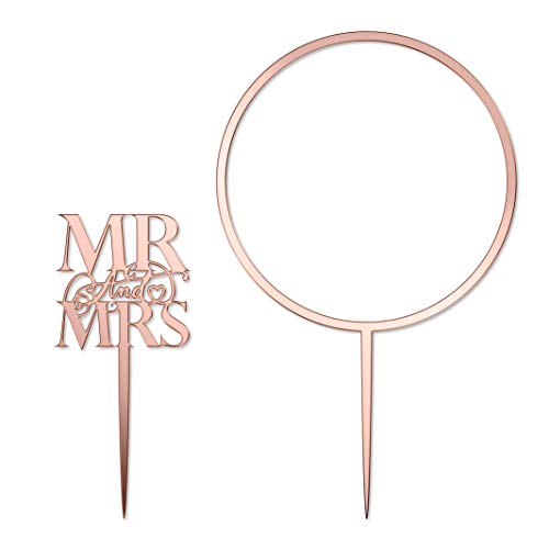 Elegante aros de flores de acrílico con espejo de oro rosa para decoración de tartas, recuerdos, decoración de cupcakes (niños, adultos, cumpleaños, bodas, aniversarios, novedades)