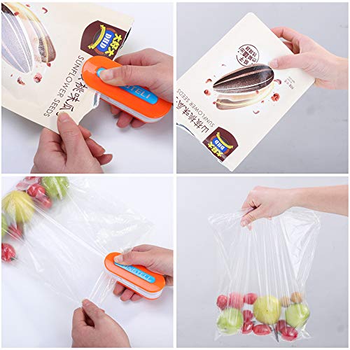 Elinala Mini Bag Sealer, 2 Piezas Sellador de Bolsas La Máquina de Sellado y la Máquina de Corte Eléctrica Portátil 2 en 1 se Utilizan para Alimentos y Refrigerios para Mantenerse Frescos y Sellados