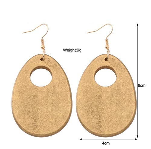 Empty Pendientes Colgantes de virutas de Madera Doradas Candelabro Pendientes de Gota de Agua étnicos para Mujeres Joyerías