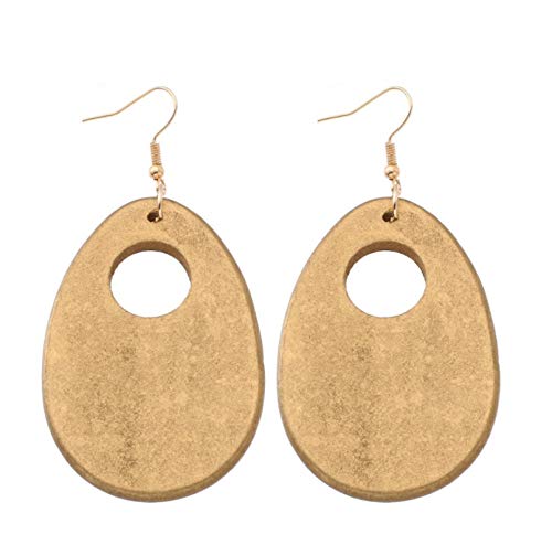 Empty Pendientes Colgantes de virutas de Madera Doradas Candelabro Pendientes de Gota de Agua étnicos para Mujeres Joyerías