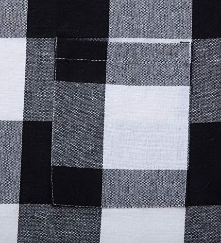 Encasa Homes Delantal de Cocina Ajustable con Bolsillos y toallero - 31 x 25 Inch - Algodón ecológico, Hogar y el Restaurante, Hombres, Mujeres, Cocina, Hornead - Los cheques de búfalo Negros