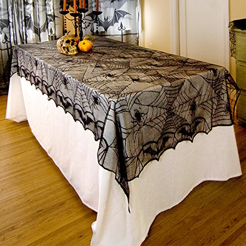 Enjoygoeu 122 * 244cm Halloween Decoración Mantel Gótico de Encaje de Mesa Lace Props Partido Scary para Parties Décor Dinners Estilo Vintage