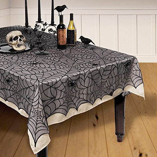 Enjoygoeu 122 * 244cm Halloween Decoración Mantel Gótico de Encaje de Mesa Lace Props Partido Scary para Parties Décor Dinners Estilo Vintage