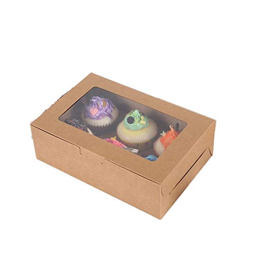Envase Desechable Para Cupcakes , Tartas De Cartucho De 30 Miembros, Caja De Papel Kraft Para Pasteles, Bandeja Para Mini Pasteles, 6 Tabletas