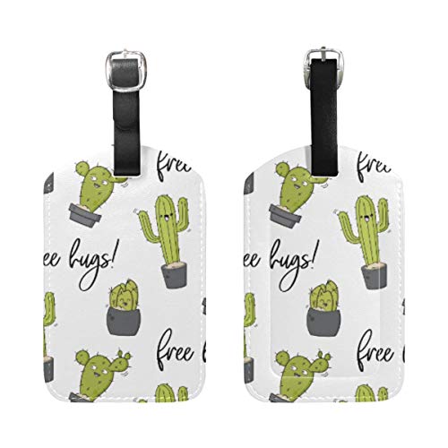 Equipaje Accesorios de viaje Etiquetas para equipaje Cute Cat Hanging on Hi Meow Leather Travel Luggage Tags Set Funny Personalized PU Bag Suitcase Labels with Strap Cable Identification Card for Wome