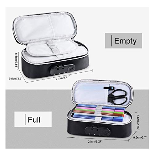 ERTYU Estuche Lápices De Gran Capacidad, Pencil Pouch con Bloqueo De Código Bolsa De Cosméticos Portátil con Compartimentos De 4 Capas Bolsa para Papelería, Portalápices Black