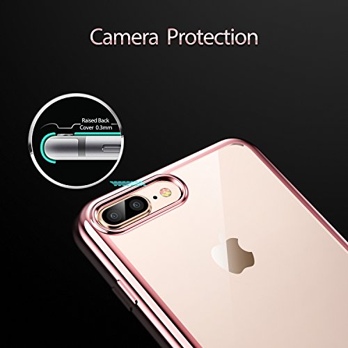 ESR Funda para iPhone 8 Plus/ 7 Plus Transparente Suave TPU Gel [Protección a Bordes y Cámara] [Compatible con Carga Inalámbrica] para iPhone 7 Plus iPhone 8 Plus 5.5" 2017- Oro Rosa