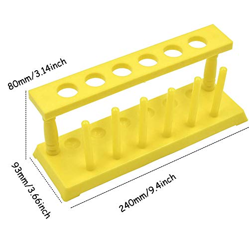 Estante Tubo Ensayo Plástico Amarillo, 6 Orificios Para Productos Químicos Laboratorio Para Almacenamiento Soporte Estudiante Escuela Hogar Cocina Amarillo