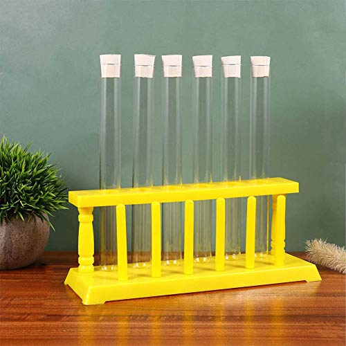 Estante Tubo Ensayo Plástico Amarillo, 6 Orificios Para Productos Químicos Laboratorio Para Almacenamiento Soporte Estudiante Escuela Hogar Cocina Amarillo