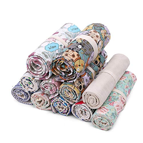 Estuche para lápices de 36 agujeros de suministros escolares de arte bolsa de bolígrafo de lona de envoltura de rollo de maquillaje cosmético cepillo de almacenamiento de papelería estudiante, S