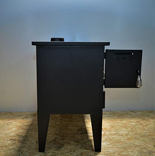 Estufa de leña, horno de cocina de combustible sólido, chimenea superior de 7,5 kw patas de vidrio