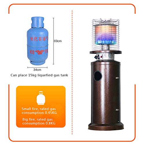 Estufa de Terraza Exterior, Calefactor GPL o Gas Natural, con protección contra vuelcos, Jardín, Campamento, Fiestas de Barbacoa, Regulador Adicional y Manguera