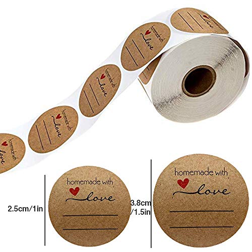 Etiquetas engomadas de enlatado redondas en forma de tarro etiquetas para escribir redondas hechas en casa con etiquetas de enlatado de amor (1 pulgadas)