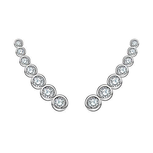EVER FAITH® - 925 Plata Esterlina Redondo CZ Simple Oreja Envuelto Sweep Gancho Pendientes 1 Par Claro N07222-1