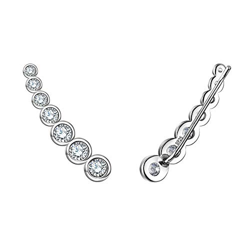EVER FAITH® - 925 Plata Esterlina Redondo CZ Simple Oreja Envuelto Sweep Gancho Pendientes 1 Par Claro N07222-1