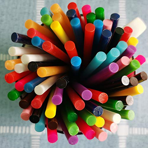 EWPARTSES 75 Palillos pegajosos Adhesivos coloreados del Arma del Pegamento Caliente del Arte del Brillo del Paquete, 7mm * 100m m (No-Glitter-75pcs)