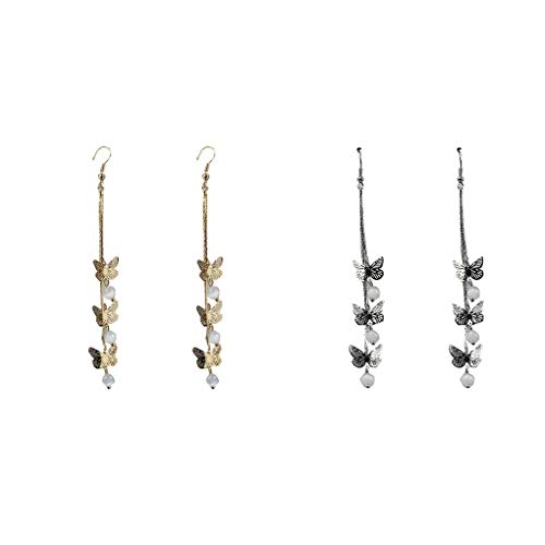 F-blue 1 Par Cosecha Pendientes de Bohemia Largo de la Vendimia Gota Pendientes de la Borla de Las Mujeres del Hueco del Metal Fuera de la Mariposa zarcillos Prom Girl Venta on-Line