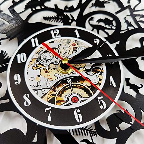 F FANTASY 'ART Reloj de Pared con Registro de Vinilo para Mascotas de Bulldog francés, Reloj de Arte Colgante Vintage, Reloj Decorativo para el hogar, Luces LED