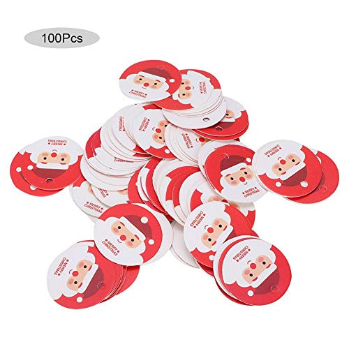 Fabater Etiqueta Resistente, Etiquetas, Etiquetas para árboles de Navidad, Adornos para jabón Hecho a Mano, envoltorios para Cupcakes, Galletas para Hornear(Santa Claus)