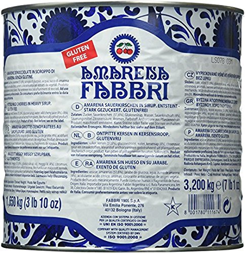 Fabbri Amarena cerezas silvestres en syurp gran lata, 7 libras