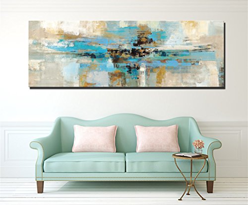 Fajerminart Cuadro En Lienzo - Impresiones De La Lona Arte De La Pared - Decoracion Turquesa Arte Abstracto De La Pared De La Lona De La Marco Turquesa Imprime En La Lona Para (Sin Marco)(70x210cm)