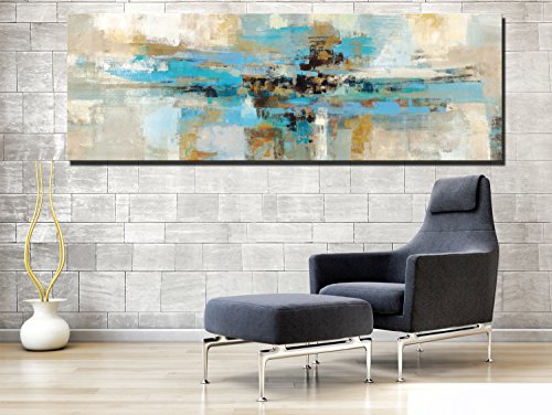 Fajerminart Cuadro En Lienzo - Impresiones De La Lona Arte De La Pared - Decoracion Turquesa Arte Abstracto De La Pared De La Lona De La Marco Turquesa Imprime En La Lona Para (Sin Marco)(70x210cm)