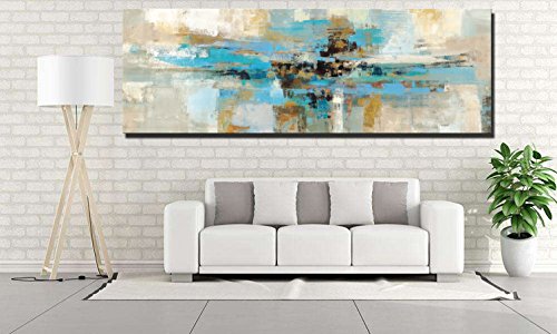 Fajerminart Cuadro En Lienzo - Impresiones De La Lona Arte De La Pared - Decoracion Turquesa Arte Abstracto De La Pared De La Lona De La Marco Turquesa Imprime En La Lona Para (Sin Marco)(70x210cm)