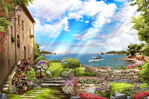 FAWFAW Rompecabezas para Niños Y Adultos 1000 Piezas, Césped Y Jardín, El Mar Mediterráneo, 1500/1000/500/300 Piezas, Juegos De Puzzle Decoración para El Hogar