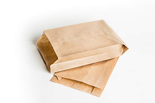 FAYUNET- 100 Bolsas de Papel Kraft, Bolsa Regalos,chuches,Boda comunion,Bocadillo,Bolsitas para Guardar mascarillas, Sobres Regalo bocadillos (100pcs 12x21cm)