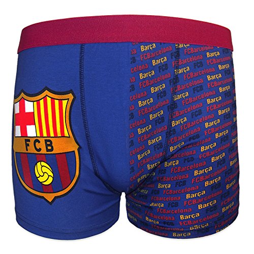 FC Barcelona - Calzoncillos oficiales de estilo bóxer - Para niños - Con el escudo del club - Azul - 5-6 años