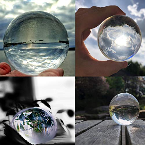 FD2LB1NVL Bola de Cristal 80 mm K9 Bola de Cristal Transparente Scrying para Meditar y Curación/de adivinación o fotógrafo de Bodas Decoración de Calidad/hogar/Oficina, Cristal, Transparente
